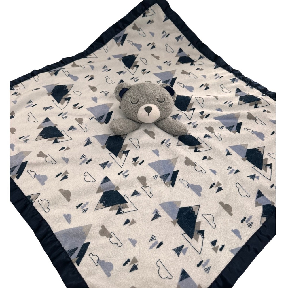Unbranded Bear Security Blanket‎ Lovey Mountain Print Plush Stuffed Animal 25x25